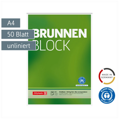 Briefblock „BRUNNEN Block“ Recycling | A4, Lineatur 20, 50 Blatt, grün