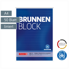 Briefblock „BRUNNEN Block“ Recycling | A4, Lineatur 21, 50 Blatt, blau