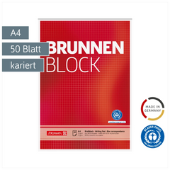 Briefblock „BRUNNEN Block“ Recycling | A4, Lineatur 22, 50 Blatt, rot
