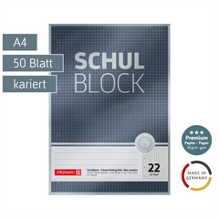 Schulblock Premium | A4, Lineatur 22, 50 Blatt, grau