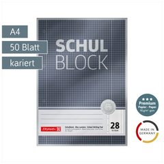 Schulblock Premium | A4, Lineatur 28, 50 Blatt, grau