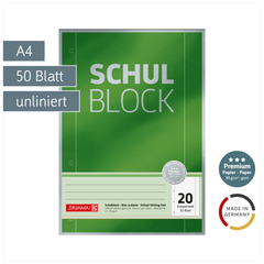 Schulblock Premium | A4, Lineatur 24, 50 Blatt, grün
