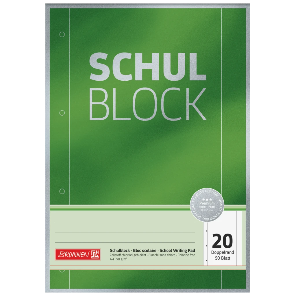 Schulblock Premium | A4, Lineatur 24, 50 Blatt, grün