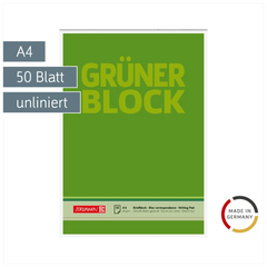 Briefblock „Grüner Block“ | A4, Lineatur 20, 50 Blatt, grün