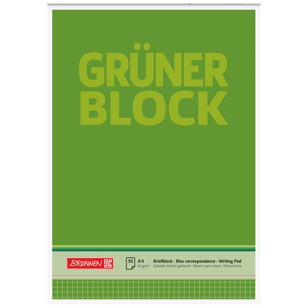 Briefblock „Grüner Block“ | A4, Lineatur 22, 50 Blatt, grün