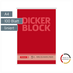 Briefblock „Dicker Block“ | A4, Lineatur 21, 100 Blatt, rot