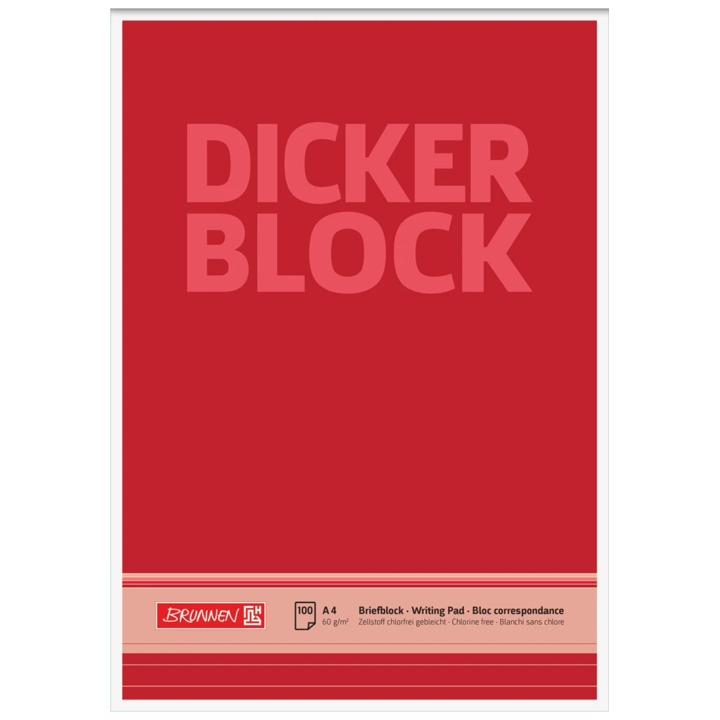Briefblock „Dicker Block“ | A4, Lineatur 21, 100 Blatt, rot
