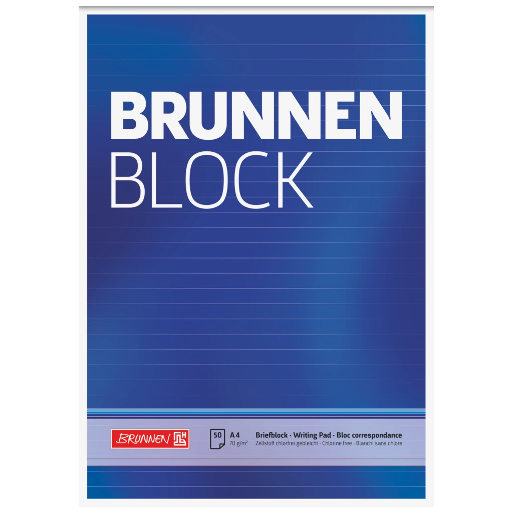 Briefblock „BRUNNEN Block“ | A4, Lineatur 21, 50 Blatt, blau
