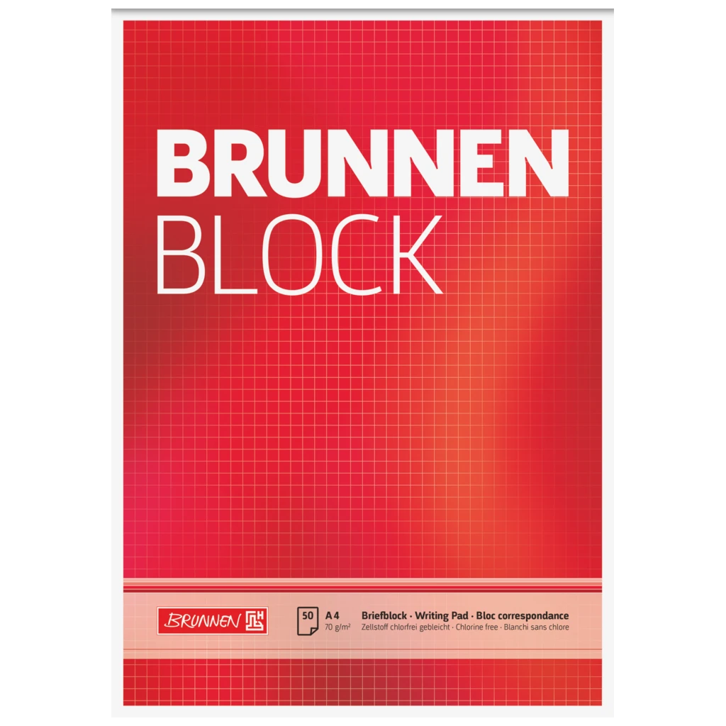 Briefblock „BRUNNEN Block“ | A4, Lineatur 22, 50 Blatt, rot