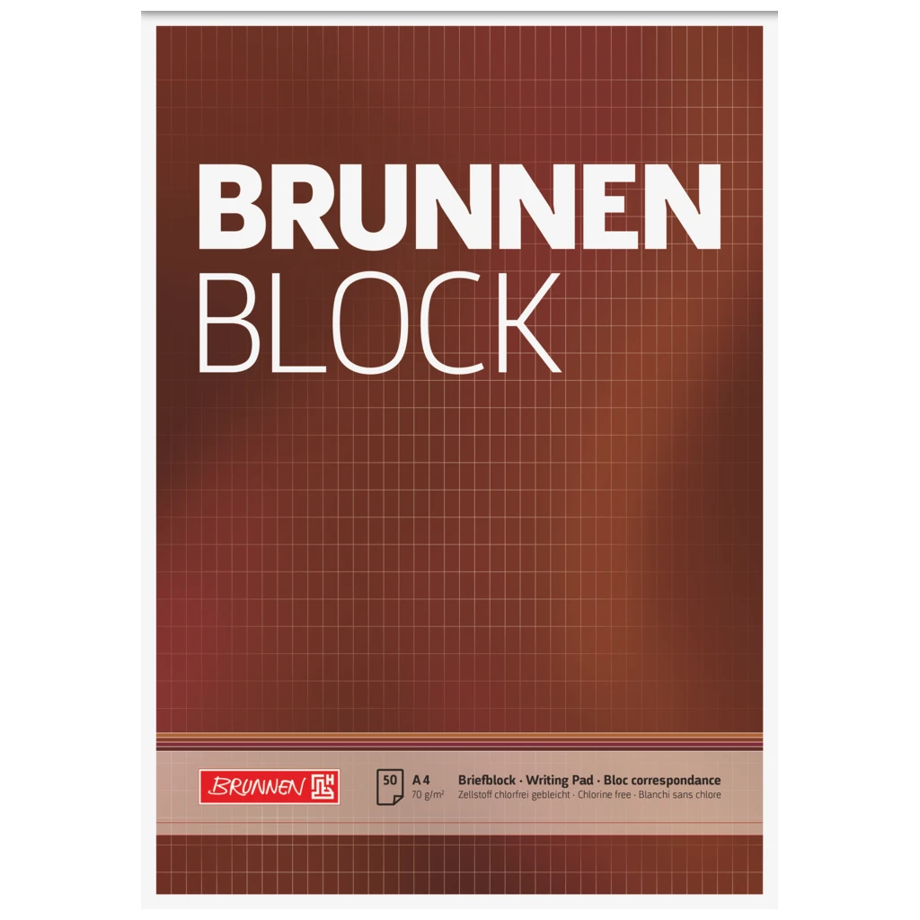 Briefblock „BRUNNEN Block“ | A4, Lineatur 23, 50 Blatt, braun