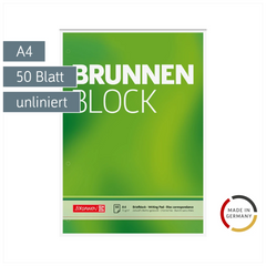 Briefblock „BRUNNEN Block“ gelocht | A4, Lineatur 20, 50 Blatt, grün
