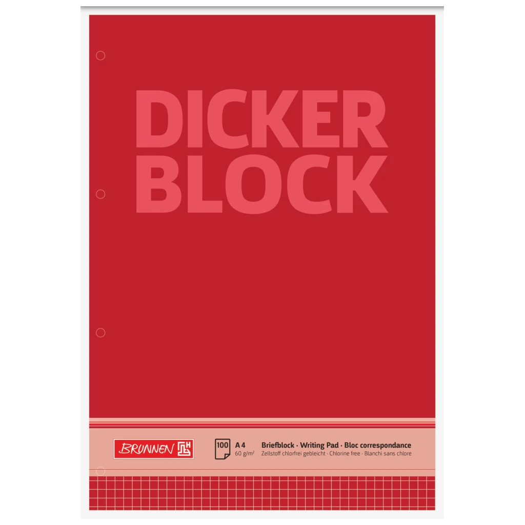 Briefblock „Dicker Block“ gelocht | A4, Lineatur 22, 100 Blatt, rot