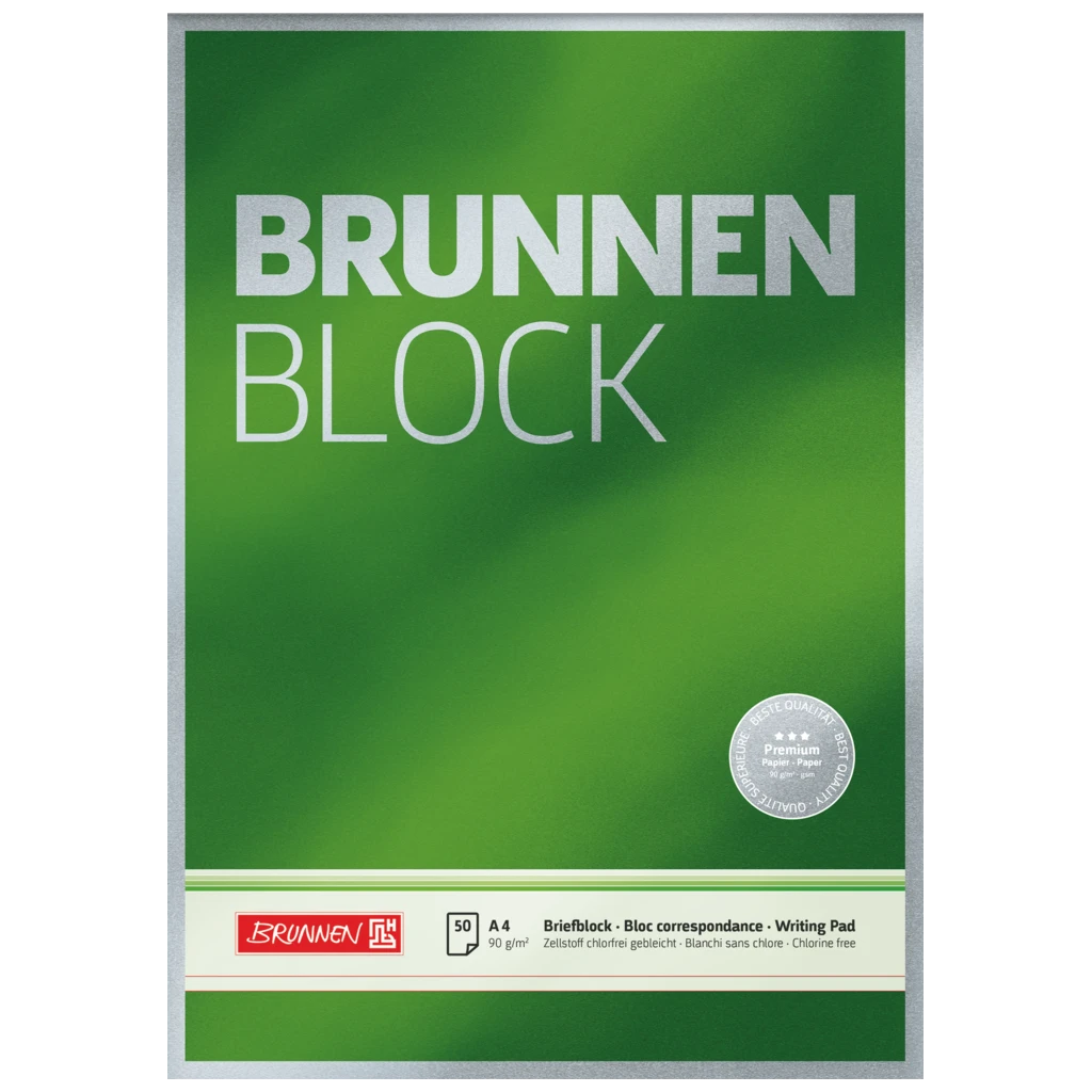 Briefblock Premium „BRUNNEN Block“ | A4, Lineatur 20, 50 Blatt, grün