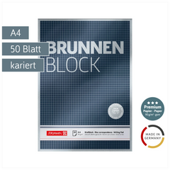 Briefblock Premium „BRUNNEN Block“ | A4, Lineatur 22, 50 Blatt, blau