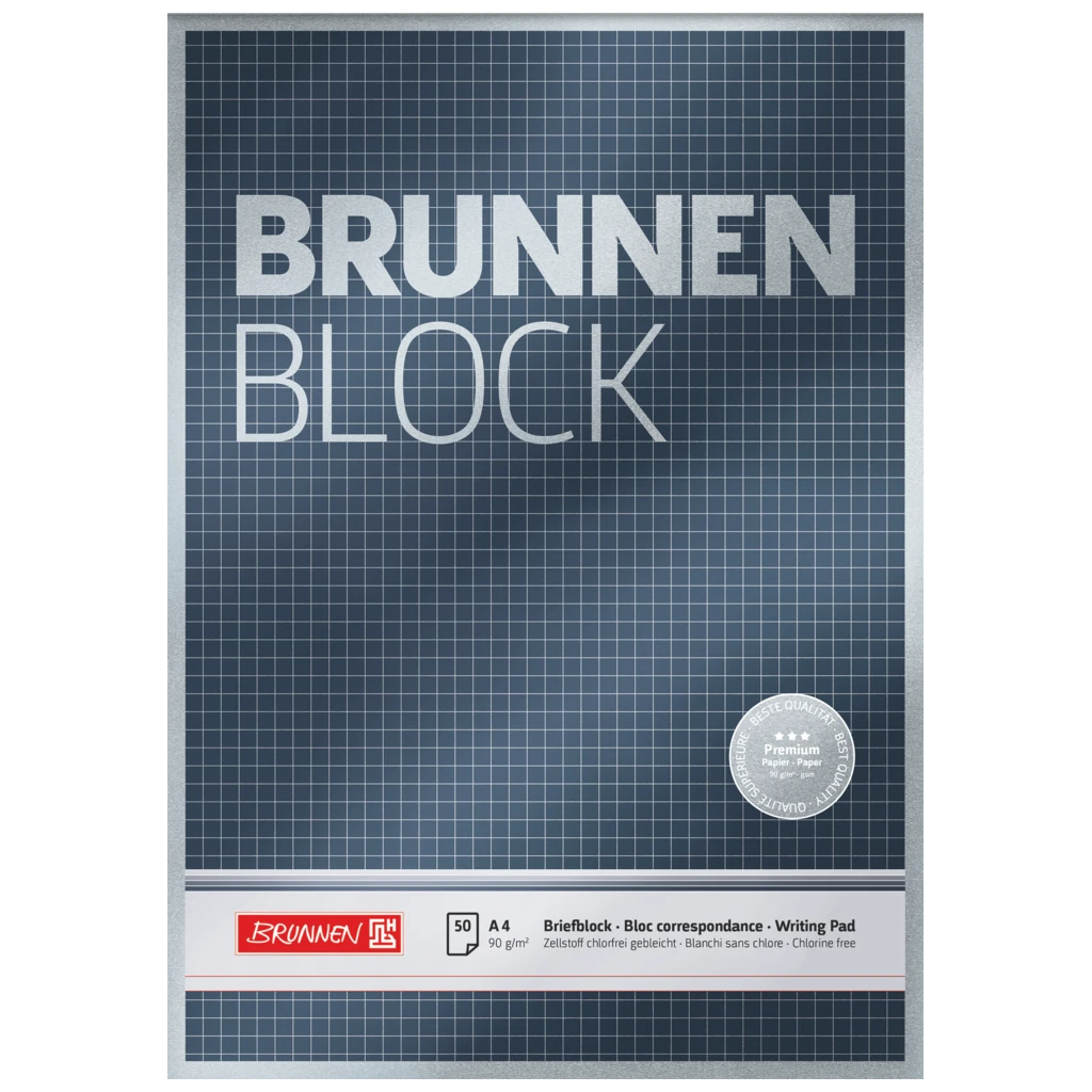 Briefblock Premium „BRUNNEN Block“ | A4, Lineatur 22, 50 Blatt, blau