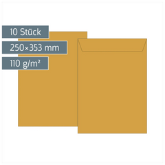 Versandtaschen | 250×353 mm, B4, 110 g/m², braun, 10 Stück