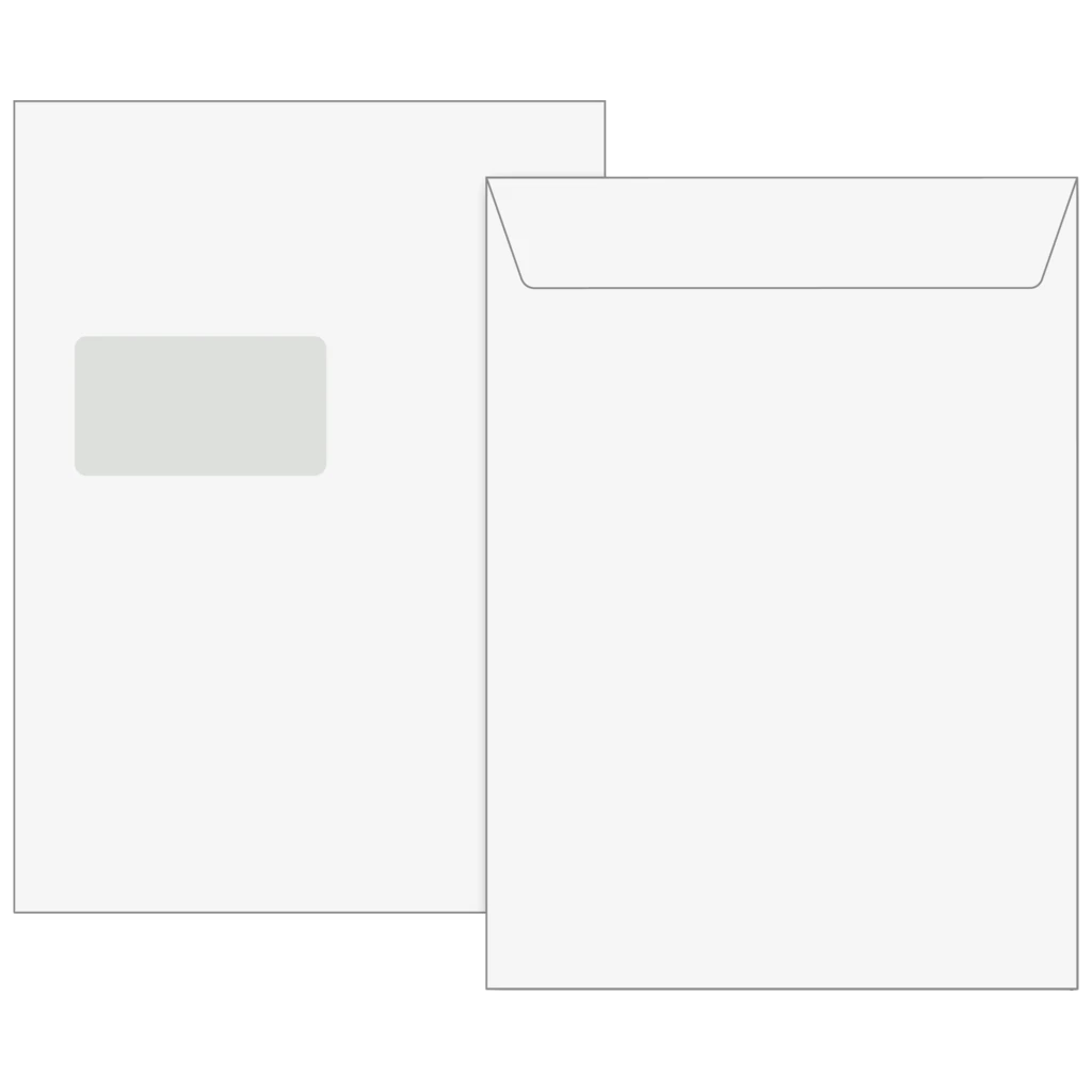 Versandtaschen mit Fenster | 229×324 mm, C4, 120 g/m², weiß, 100 Stück