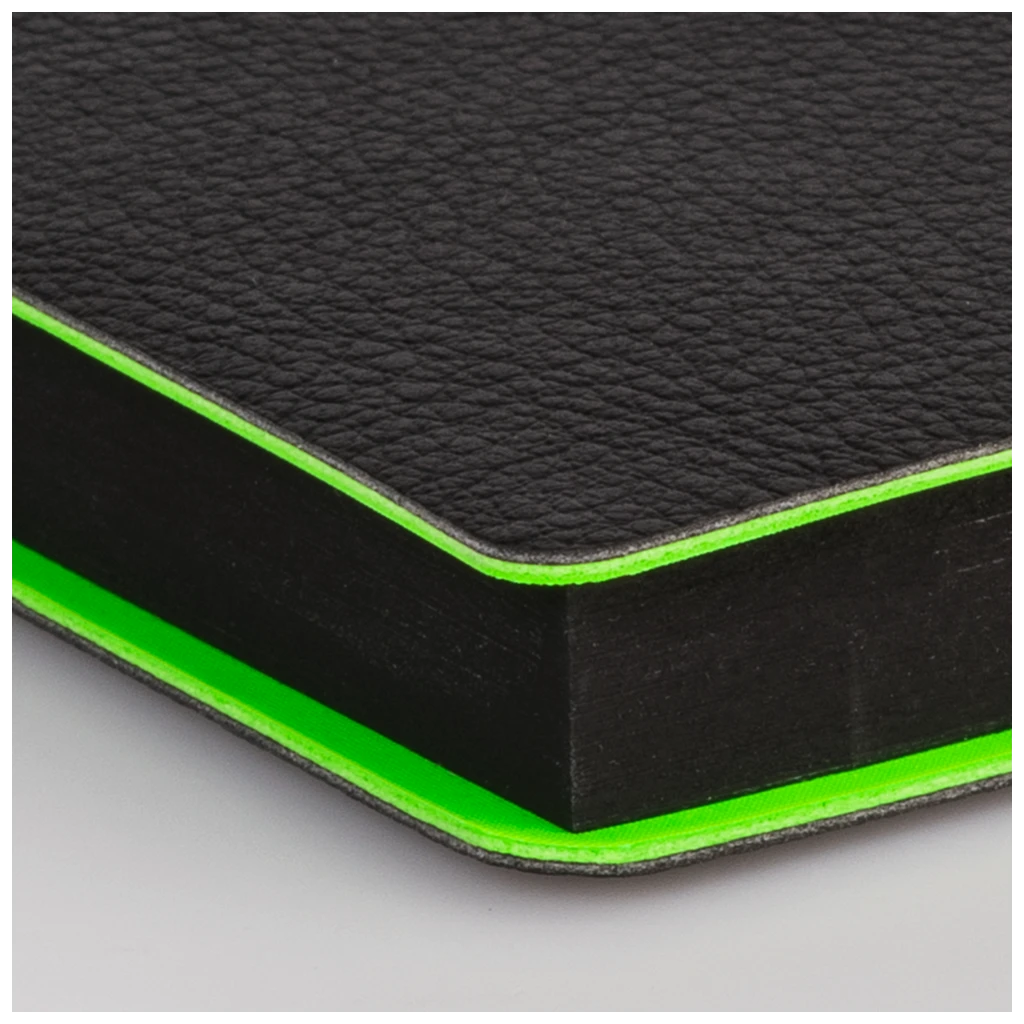 Notizbuch Premium Flexibook „Neon“ | A5, punktiert, neongrün/schwarz