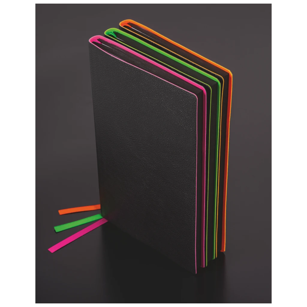 Notizbuch Premium Flexibook „Neon“ | A5, punktiert, neongrün/schwarz
