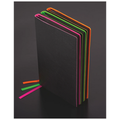 Notizbuch Premium Flexibook „Neon“ | A5, punktiert, neongrün/schwarz