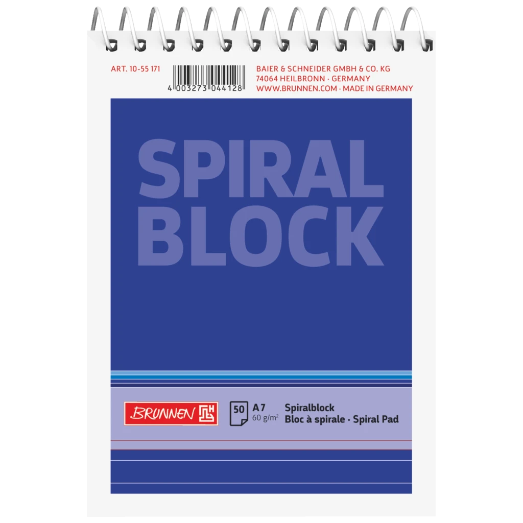 Spiralnotizblock | A7, liniert, 50 Blatt, blau