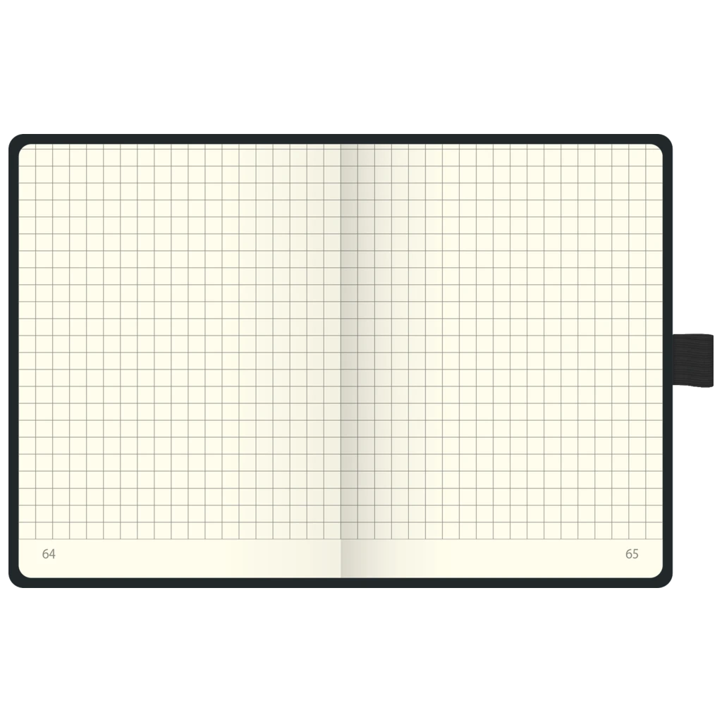 Notizbuch Kompagnon Klassik | A6, kariert, Gummizugverschluss, schwarz