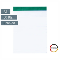 Notizblock | A6, unliniert, 50 Blatt, grün