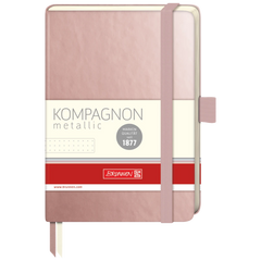 Notizbuch Kompagnon Metallic | A6, punktiert, Gummizugverschluss, roségold