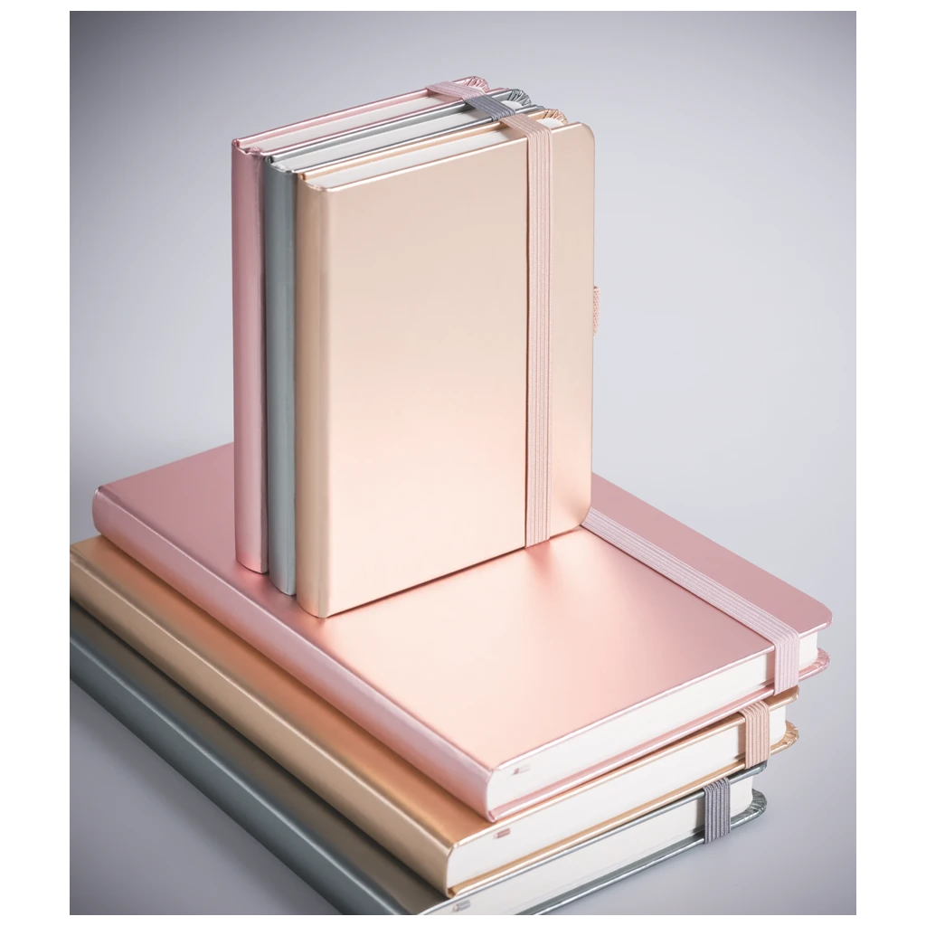Notizbuch Kompagnon Metallic | A6, punktiert, Gummizugverschluss, roségold