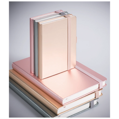 Notizbuch Kompagnon Metallic | A6, punktiert, Gummizugverschluss, roségold
