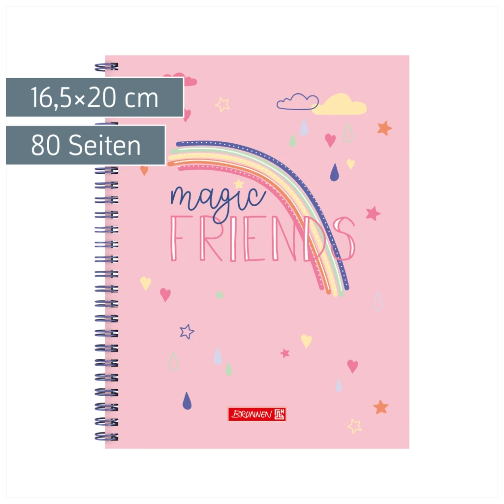 Freundebuch Magic Rainbow | 16×21 cm, 80 Seiten, rosa