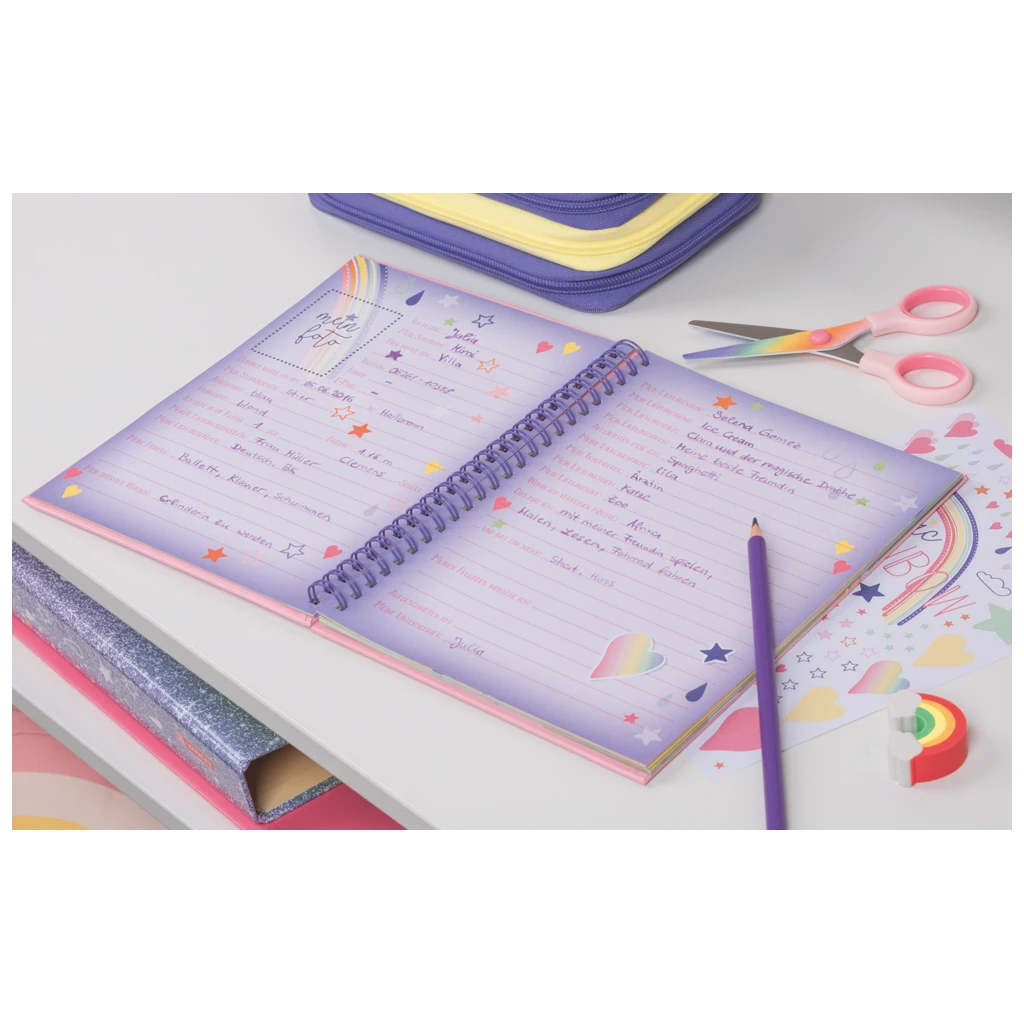Freundebuch Magic Rainbow | 16×21 cm, 80 Seiten, rosa