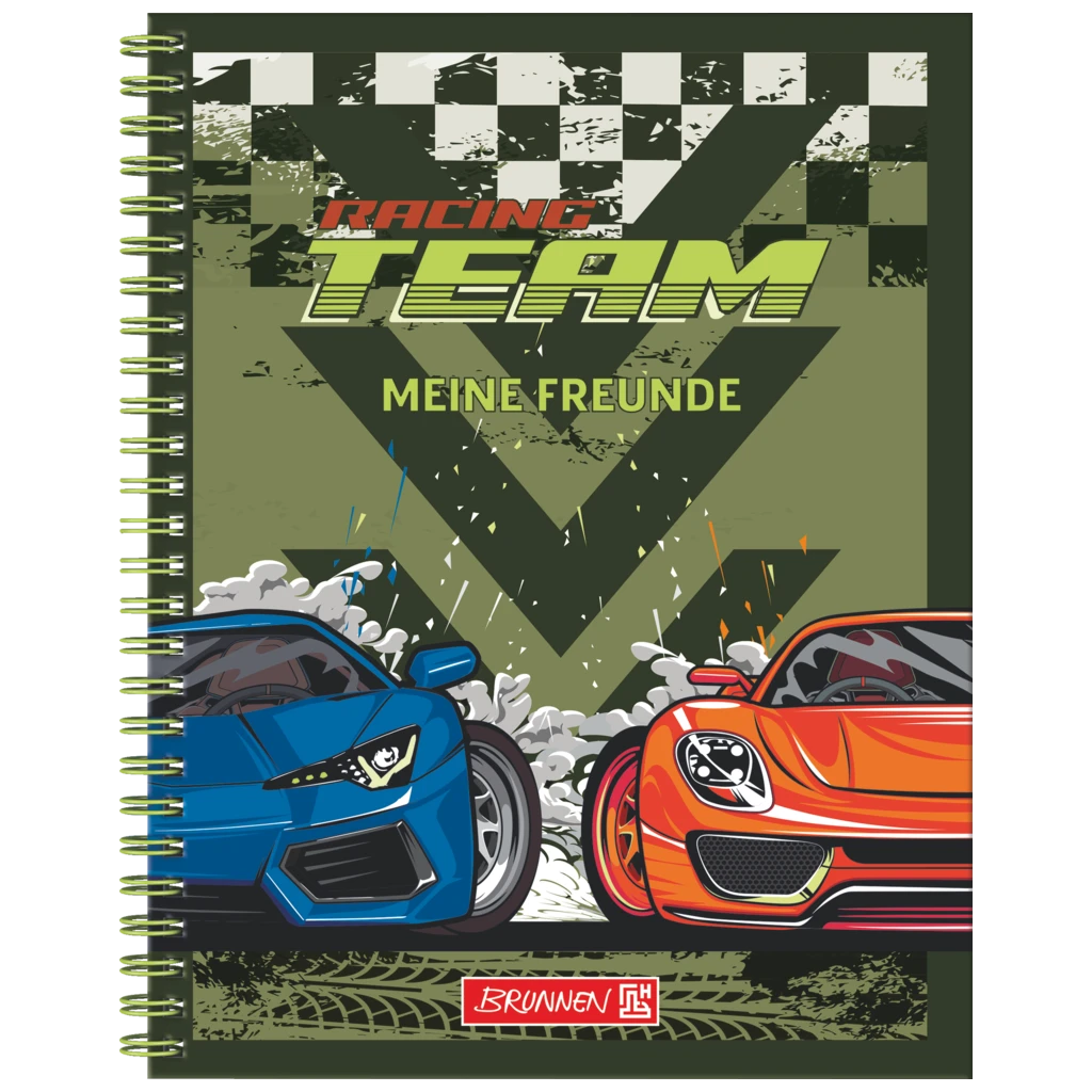 Freundebuch Fast Wheels | 16×21 cm, 80 Seiten, grün/mehrfarbig