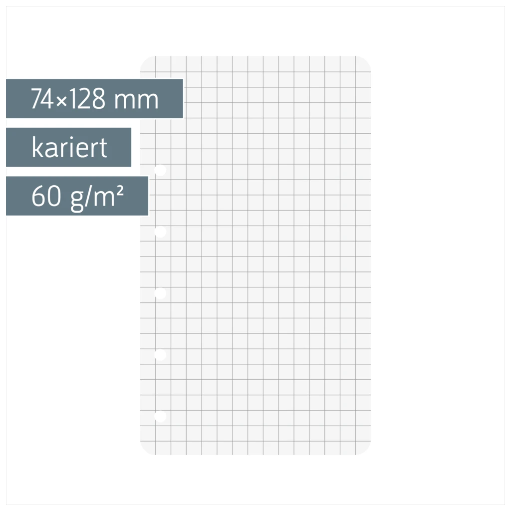 Ringbucheinlagen | A7, 5 mm kariert, weiß, 50 Blatt