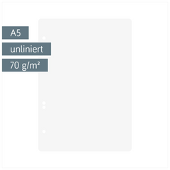 Ringbucheinlagen | A5, unliniert, weiß, 100 Blatt