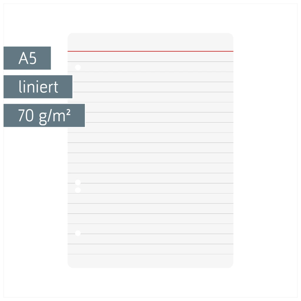 Ringbucheinlagen | A5, liniert, weiß, 100 Blatt
