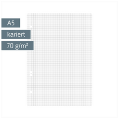 Ringbucheinlagen | A5, 5 mm kariert, weiß, 100 Blatt