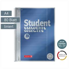 Collegeblock Premium Student | A4, Lineatur 25, 80 Blatt, blau