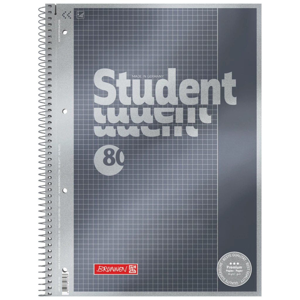 Collegeblock Premium Student | A4, Lineatur 26, 80 Blatt, anthrazit