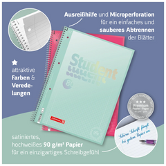 Collegeblock Premium Student | A4, Lineatur 28, 80 Blatt, anthrazit