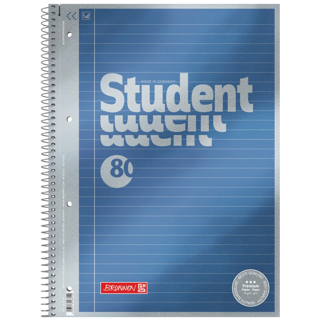Collegeblock Premium Student | A4, Lineatur 21, 80 Blatt, blau