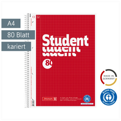 Collegeblock Student Recycling | A4, Lineatur 22, 80 Blatt, rot