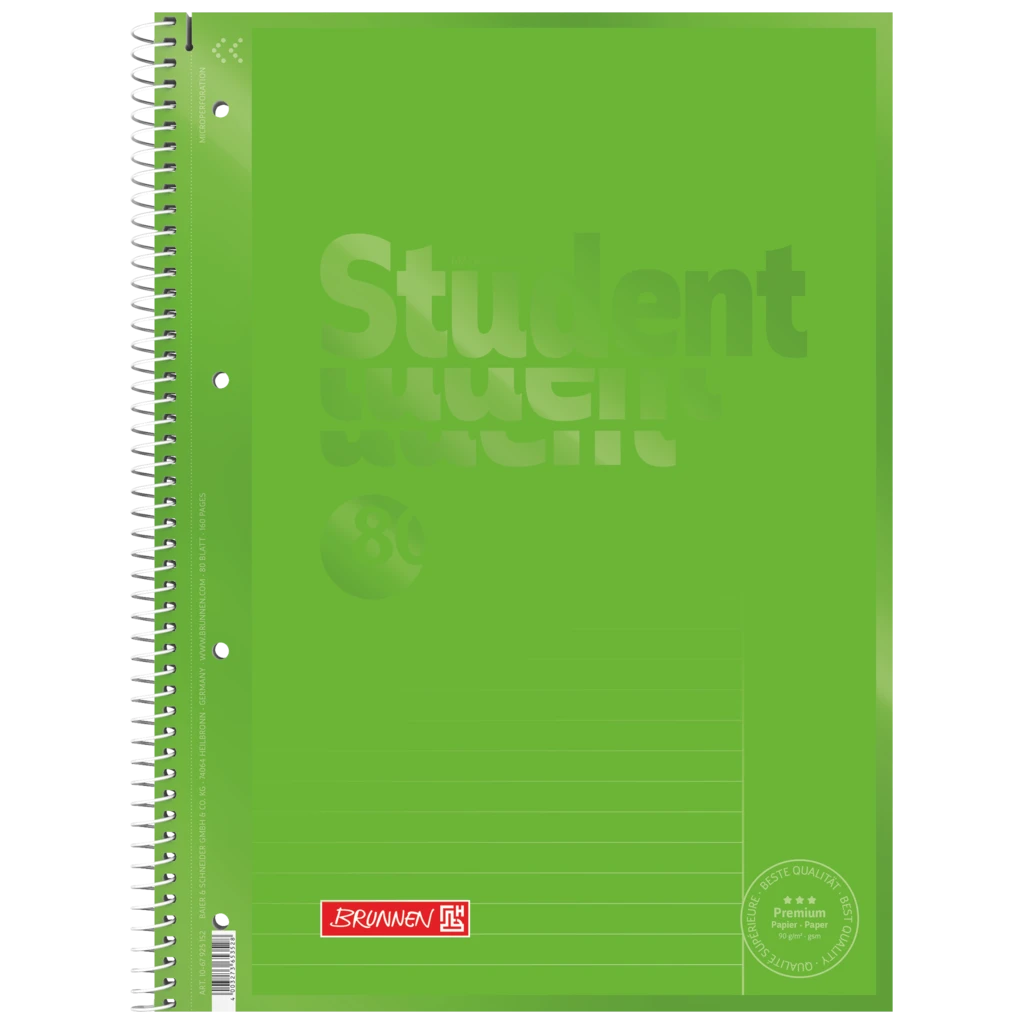Collegeblock Premium Student Colour Code | A4, Lineatur 25, 80 Blatt, kiwi