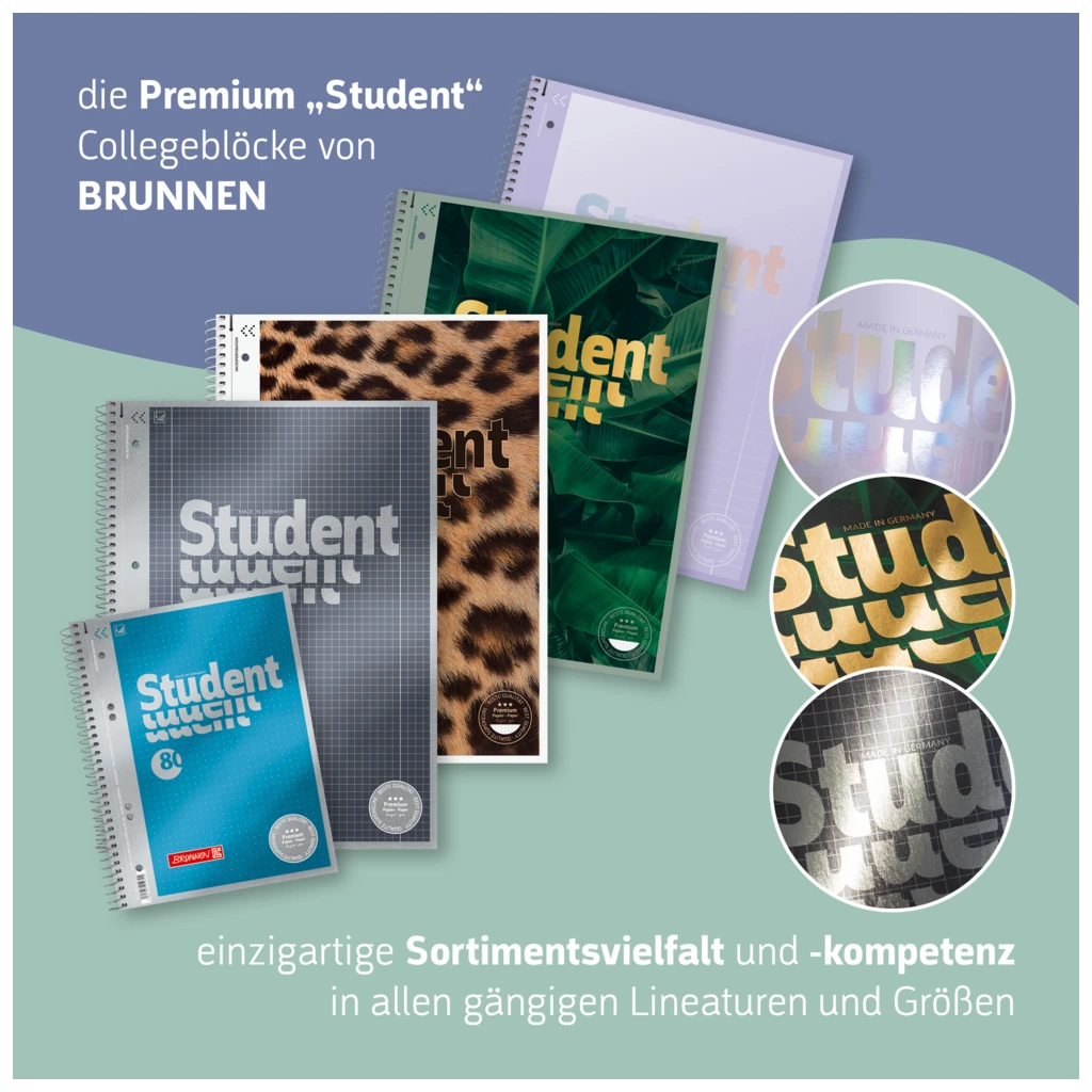 Collegeblock Premium Student Colour Code | A4, Lineatur 27, 80 Blatt, mint