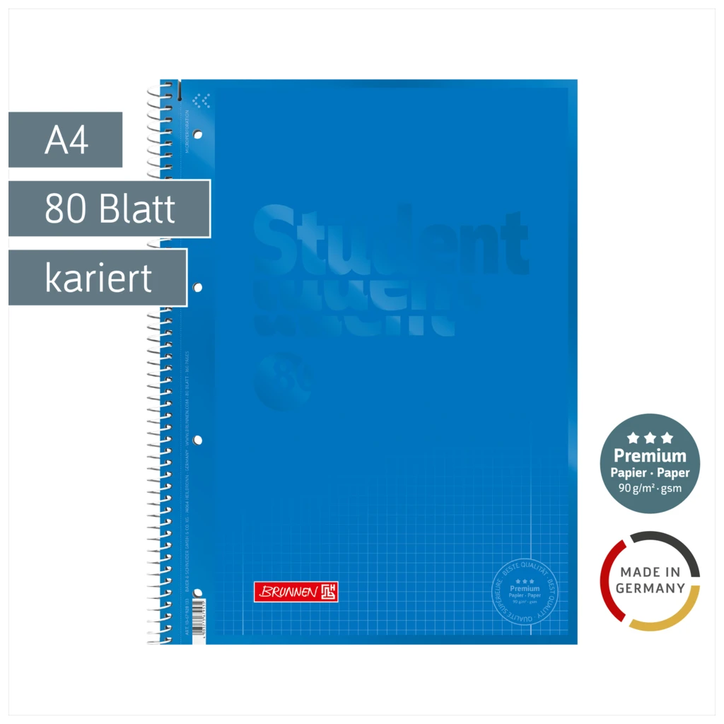 Collegeblock Premium Student Colour Code | A4, Lineatur 28, 80 Blatt, azur