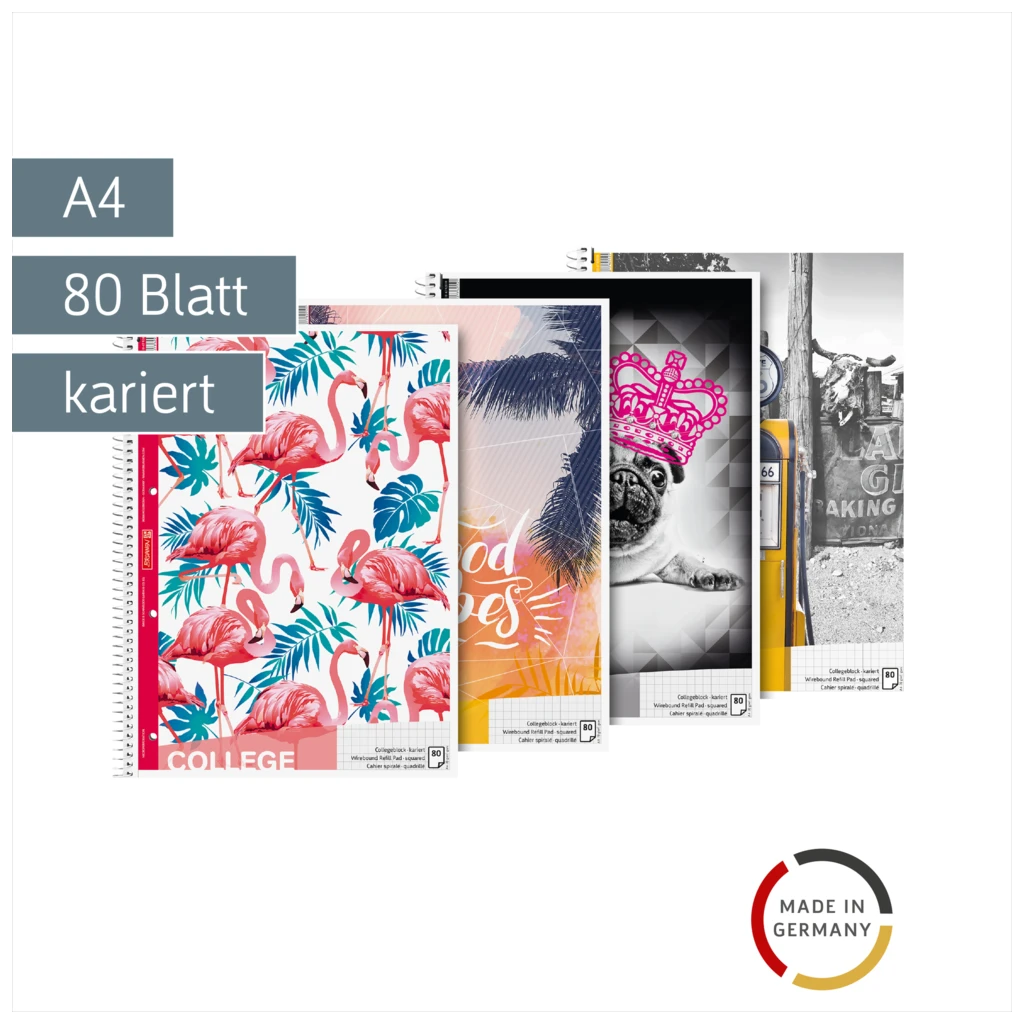Collegeblock „Trend“ | A4, Lineatur 28, 80 Blatt, sortiert