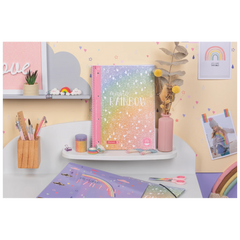 Collegeblock Premium Magic Rainbow | A4, Lineatur 28, 80 Blatt, rosarot/violett
