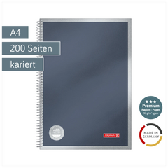 Spiralnotizbuch Premium Metallic | A4, kariert, anthrazit