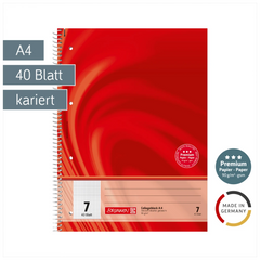 Collegeblock Premium Vivendi | A4, Lineatur 7, 40 Blatt, rot