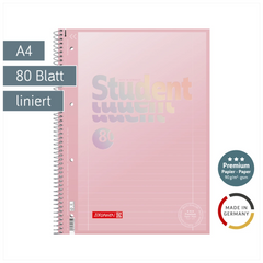Collegeblock Premium Student „Pastell“ | A4, Lineatur 27, 80 Blatt, pastellrosa